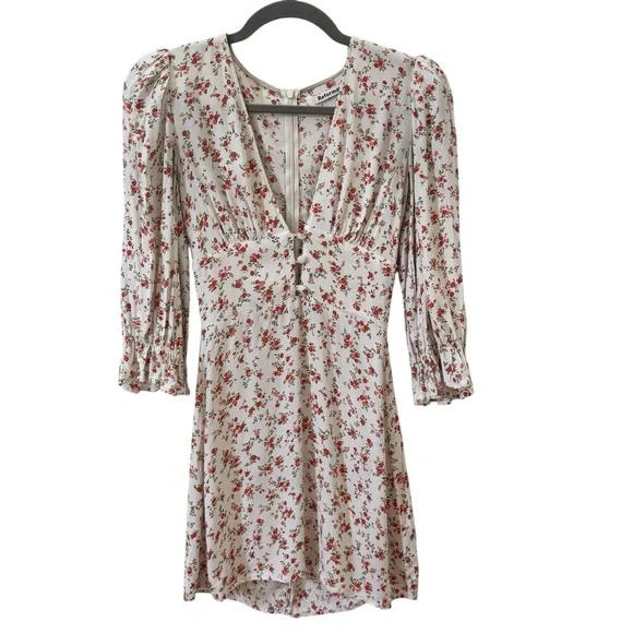 Reformation Marina Ditsy Floral Cream Mini Dress Size 0 - Picture 4 of 12